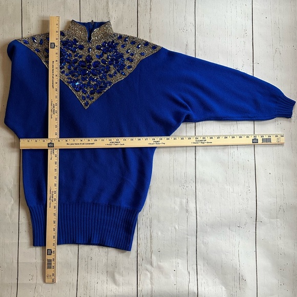 New With Tags Della-Knit 100% Wool Royal Blue Zip Up Sweater - Picture 8 of 8